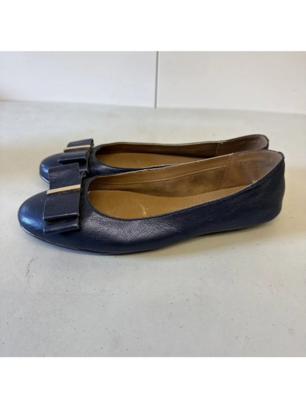 Aerosoles‎ Women's Conversation Ballet Flats Size 5.5M Blue Pearl Leather Shoes